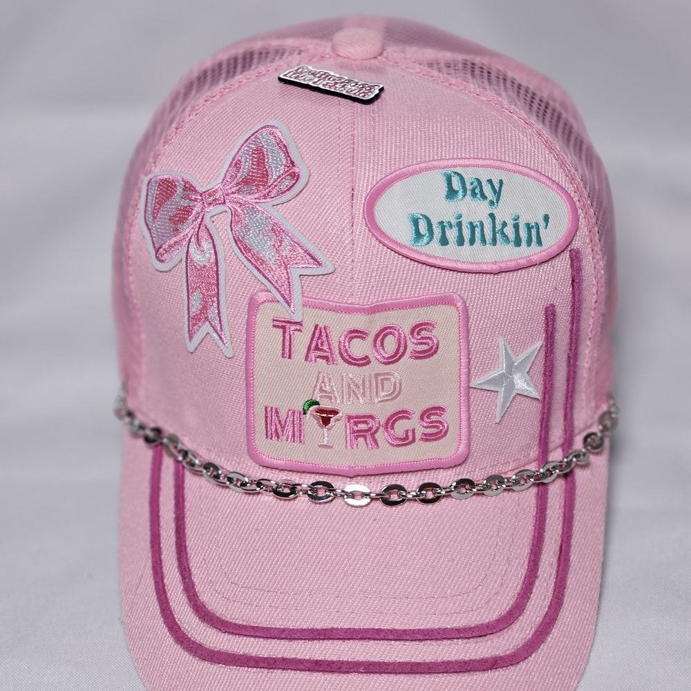 Pink Tacos & Margs Bling Trucker Hat | Hand-crafted